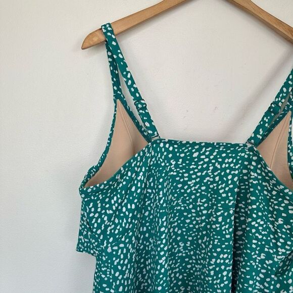 Lane Bryant Cacique Women’s Plus Size Two Piece Tankini Brief Teal with White Do - Picture 8 of 14